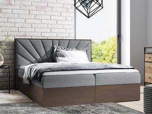 Miniaturka 3 - Jasnoszare łóżko z dekoracyjnym zagłówkiem i nowoczesnym designem