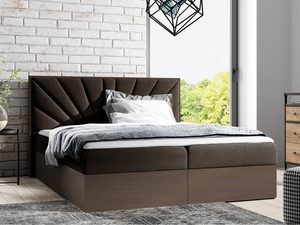 Miniaturka 4 - Czekoladowe łóżko z drewnianą podstawą i klasycznym pikowaniem