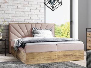 Miniaturka 6 - Różowe łóżko tapicerowane z dekoracyjnym zagłówkiem do kobiecej sypialni