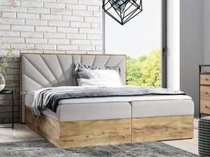 Miniaturka 8 - Jasnoszare łóżko z subtelnym pikowaniem i podstawą z litego drewna