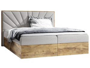 Miniaturka 1 - Jasnoszare łóżko z subtelnym pikowaniem i podstawą z litego drewna