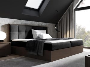 Miniaturka 6 - Czarne łóżko sypialniane z tapicerowanym bokiem i pojemnikiem