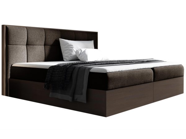 Ciemnobrązowe łóżko z miękkim zagłówkiem do nowoczesnych wnętrz