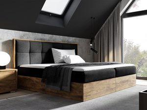 Miniaturka 4 - Stylowe łóżko sypialniane w odcieniach czarnego z ozdobnymi przeszyciami