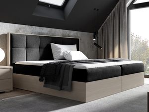 Miniaturka 5 - Łóżko z czarną tapicerką i jasnym korpusem w stylu loftowym