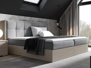 Miniaturka 3 - Ciemnoszare łóżko tapicerowane z jasną ramą w nowoczesnej sypialni