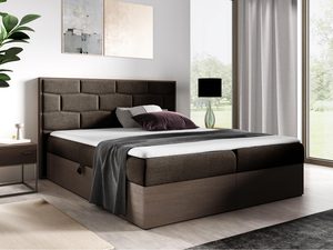 Miniaturka 4 - Czekoladowe łóżko z ozdobnym zagłówkiem i beżowym materacem