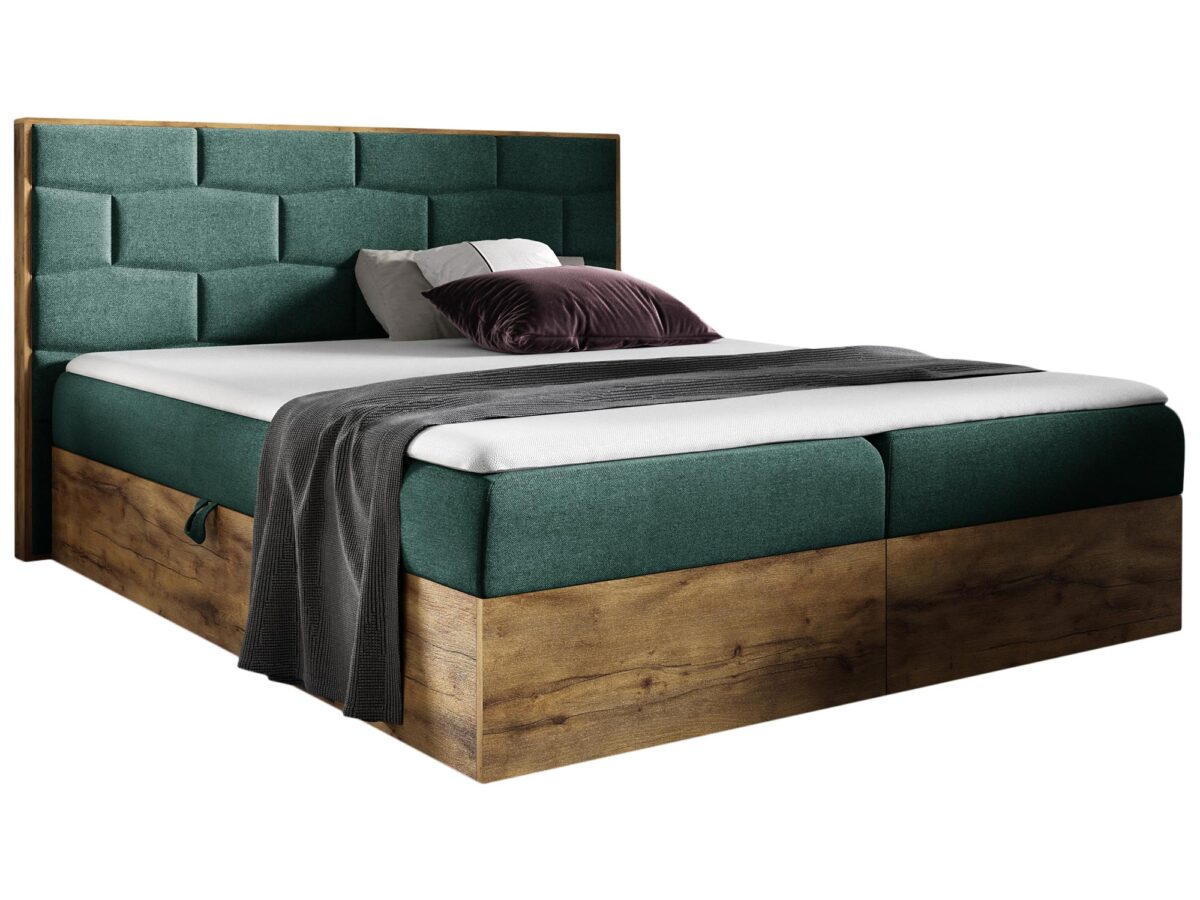 Nowoczesne Kontynentalne Łóżko CORSO z Drewnianymi Akcentami