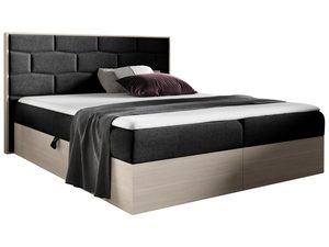 Miniaturka 1 - Czarne łóżko sypialniane z jasnym korpusem i miękkim zagłówkiem