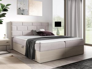 Miniaturka 8 - Kremowe łóżko tapicerowane z prostym zagłówkiem i miękkim materacem