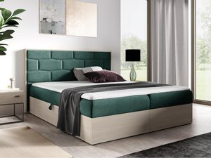 Miniaturka 6 - Zielone łóżko tapicerowane w stylu loft z wezgłowiem modułowym