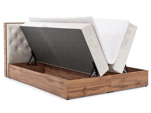 Miniaturka 3 - Otwarty pojemnik na pościel w łóżku kontynentalnym z drewnianą bazą