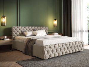 Miniaturka 8 - asnobeżowe łóżko z prostym pikowaniem, ustawione w nowoczesnym wnętrzu.