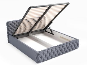 Miniaturka 2 - Łóżko z otwartym stelażem, widok na pojemnik do przechowywania pościeli.