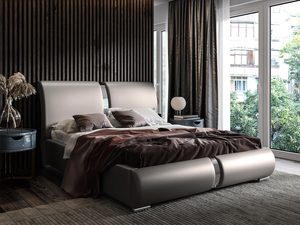 Miniaturka 6 - Stylowe łóżko z beżowym zagłówkiem, styl nowoczesny.