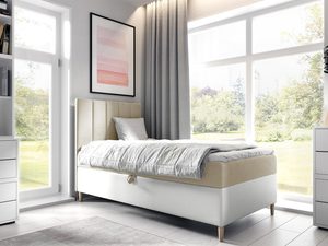 Miniaturka 4 - Kremowe łóżko – wariant z wysokim zagłówkiem i pojemnikiem.