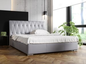 Miniaturka 4 - Szare łóżko w stylu nowoczesnym z ozdobnym zagłówkiem