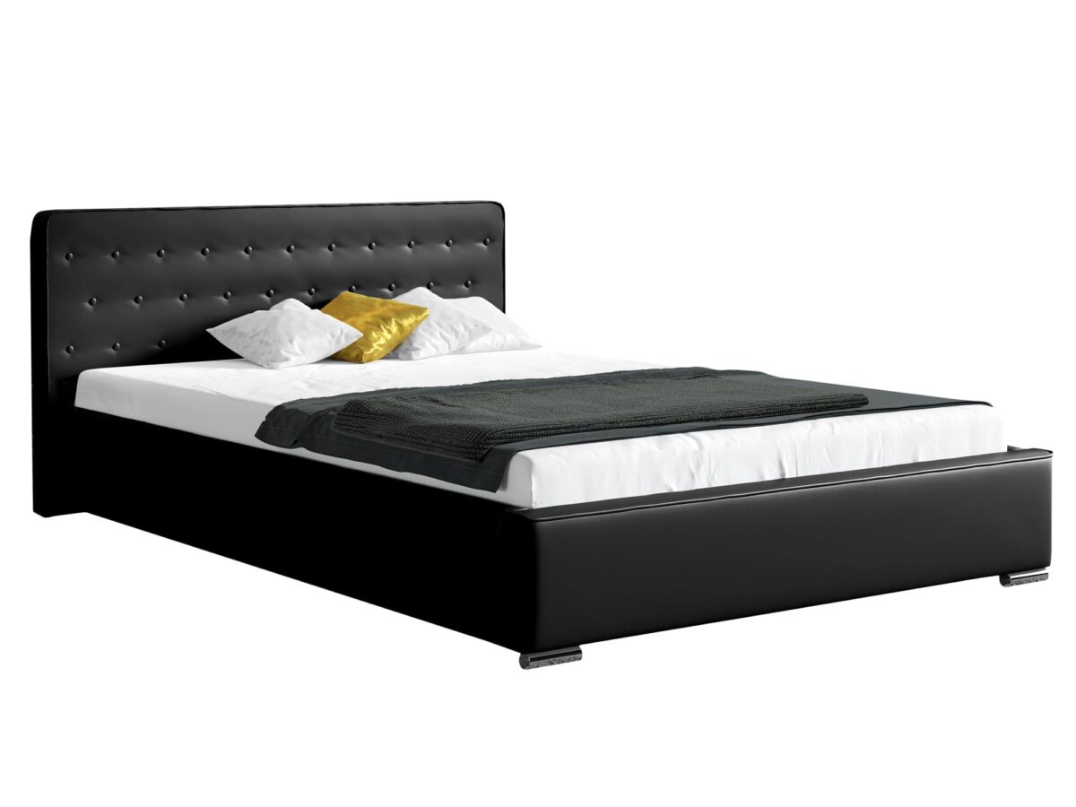 Luksusowe Szare Łóżko Tapicerowane LATTE