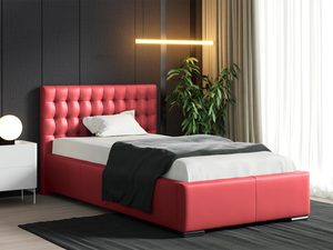 Miniaturka 2 - Czerwone łóżko z pikowaniem – mocny akcent kolorystyczny.