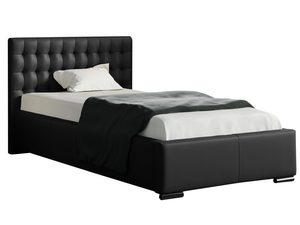 Miniaturka 1 - Czarne łóżko z guzikowym pikowaniem – styl bardziej klasyczny.
