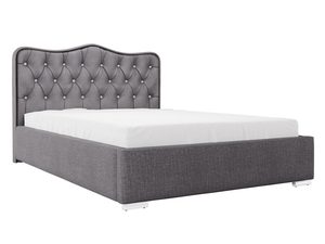 Miniaturka 5 - Ciemnoszare łóżko sypialniane z wysokim zagłówkiem i ozdobnym przeszyciem
