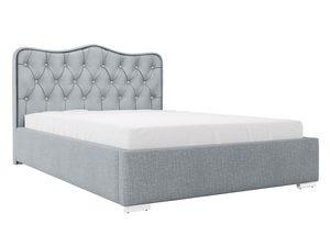 Miniaturka 6 - Nowoczesne jasnoszare łóżko z wysokim pikowanym zagłówkiem