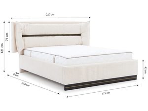 Miniaturka 10 - Kremowe łóżko z wymiarami na tle – model z pionowym przeszyciem