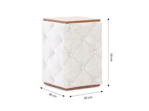 Miniaturka 1 - Pufa biała w stylu glamour w technicznymi wymiarami