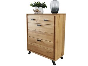 Miniaturka 1 - Komoda z naturalnego drewna dębowego na kółkach w stylu loftowym