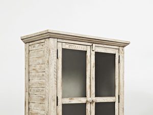 Miniaturka 1 - Komoda kremowa rustykalna z przeszklonymi drzwiami