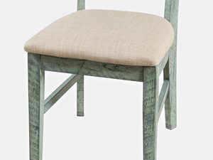 Miniaturka 2 - Drewniane krzesło w stylu rustykalnym z tapicerowanym siedziskiem w kolorze zielonym