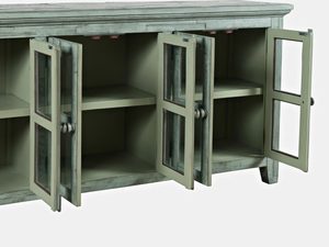 Miniaturka 1 - Kredens w stylu vintage z półkami i drewnianymi frontami