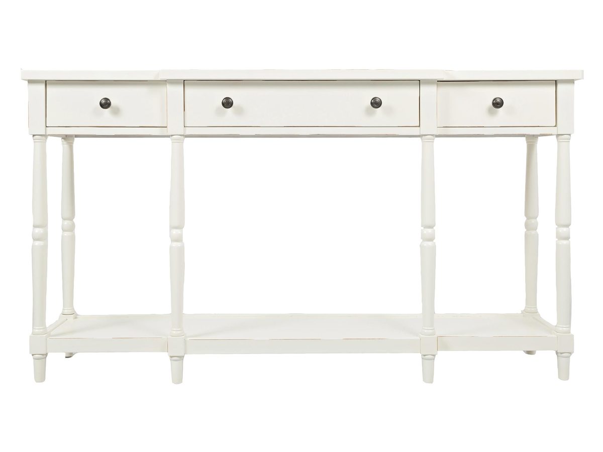 Konsola Hampton z postarzeniami i drewnianymi detalami – Avola