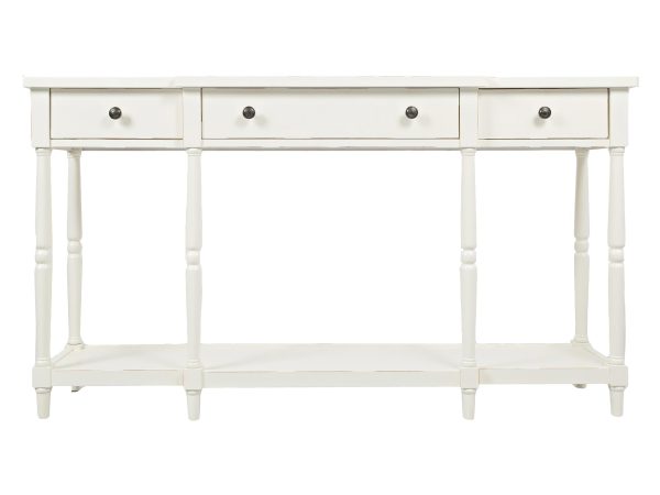 Konsola z drewnianymi detalami