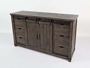 Miniaturka 2 - Kredens w stylu rustykalnym z przesuwnymi drzwiami i metalowymi uchwytami