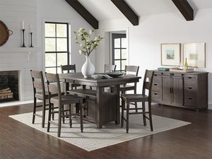 Miniaturka 8 - Aranżacja jadalni w stylu rustykalnym z ciemnymi meblami