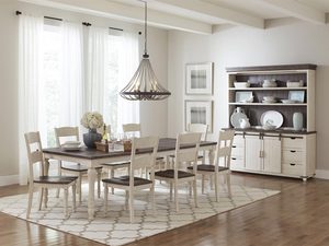 Miniaturka 6 - Zestaw jadalniany z białym kredensem i drewnianym stołem w stylu wiejskim