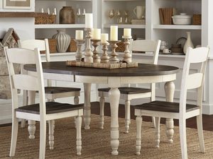 Miniaturka 6 - Kredens z przesuwanymi drzwiami w stylu farmhouse, biały korpus i ciemny blat