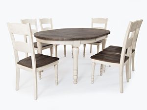 Miniaturka 5 - Zestaw jadalniany z okrągłym stołem i drewnianymi krzesłami w stylu rustykalnym