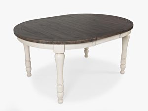 Miniaturka 3 - Detal blatu owalnego stołu z widocznym usłojeniem drewna