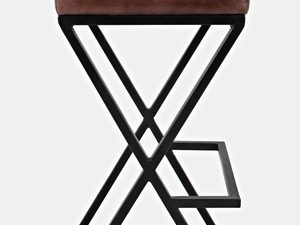 Miniaturka 3 - Hoker tapicerowany z naturalnej skóry w kolorze ciemnym