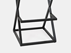 Miniaturka 1 - Industrialny hoker z metalową podstawą i pikowanym skórzanym siedziskiem