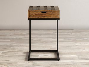 Miniaturka 6 - Detal blatu stolika z szachownicą z naturalnego drewna