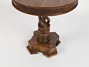 Miniaturka 1 - Okrągły stolik z nogą o skręconym wzorze z litego drewna