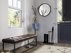 Miniaturka 3 - Ławka tapicerowana z ciemnej skóry