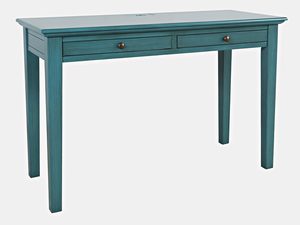 Miniaturka 2 - Biurko w stylu vintage z prostymi nogami i szufladami w kolorze turkusowym