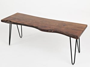 Miniaturka 1 - Ławka industrialna z żelaznymi nogami i orzechowym blatem