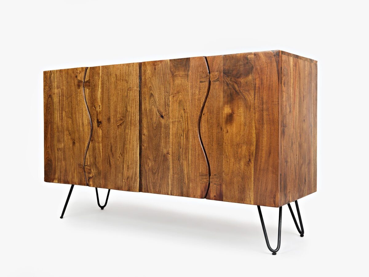 Komoda z litego drewna w stylu nowoczesnym z metalowymi nogami