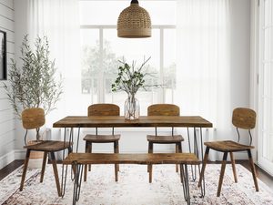 Miniaturka 3 - Stół z litego drewna w stylu industrialnym z metalowymi nogami