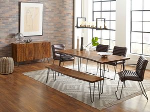 Miniaturka 7 - Zestaw mebli do jadalni z drewnianym stołem i krzesłami w stylu loftowym